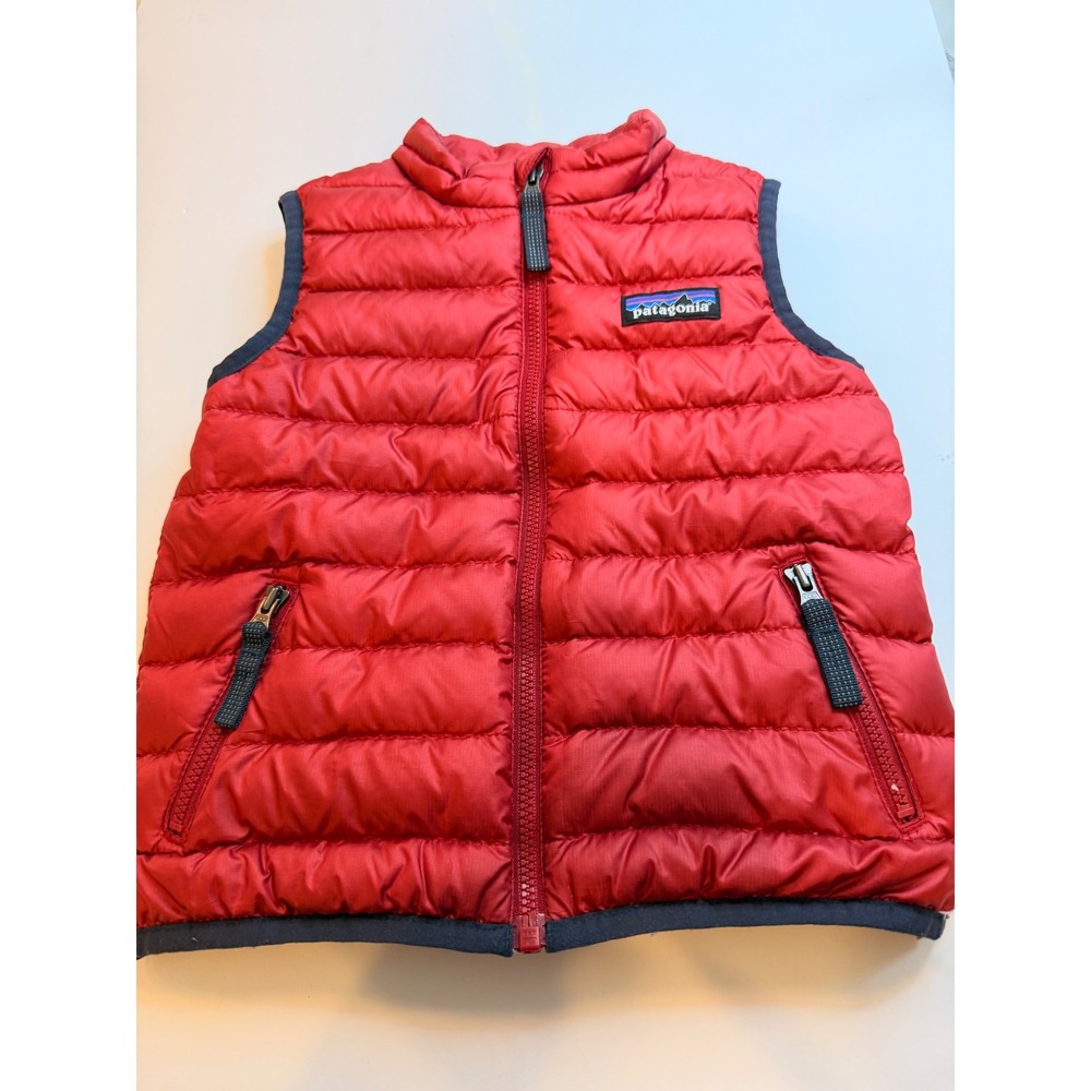 Patagonia Kids Down Sweater Vest Red Puffer Full Zip 2T STY60508